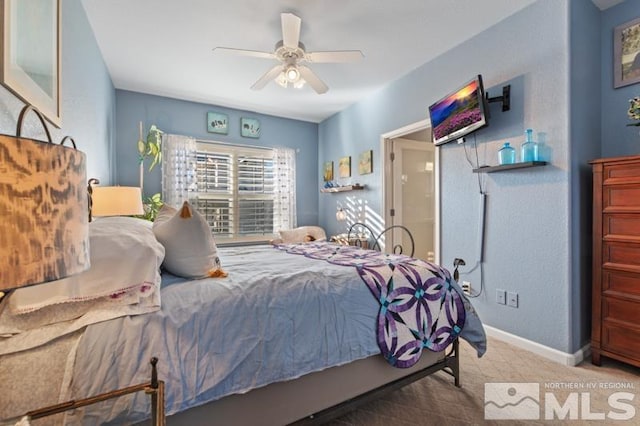 bedroom featuring ceiling fan