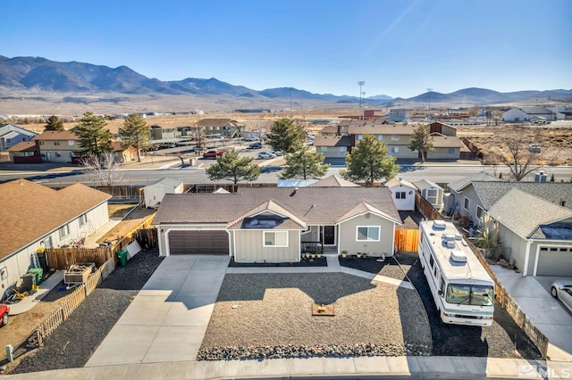 aerial view with a mountain view