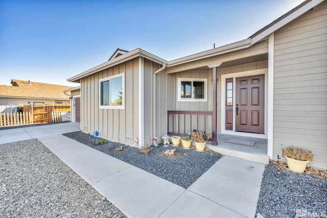 entrance to property with a garage