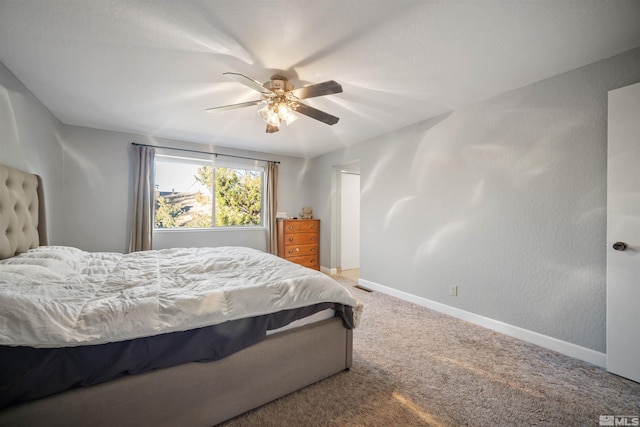 bedroom featuring carpet floors and ceiling fan