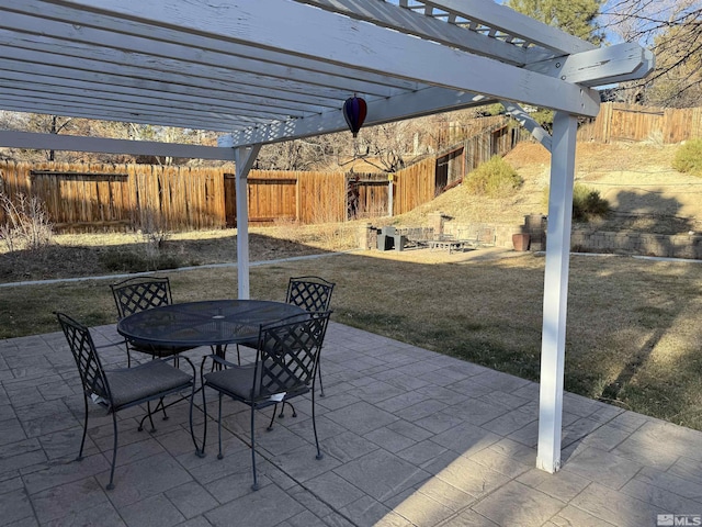 view of patio / terrace featuring a pergola