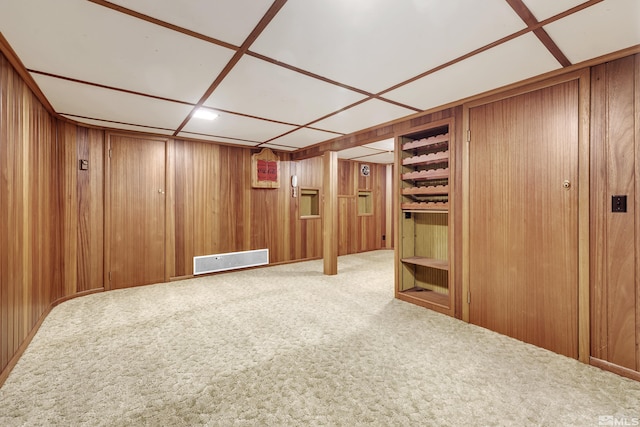 basement with carpet flooring