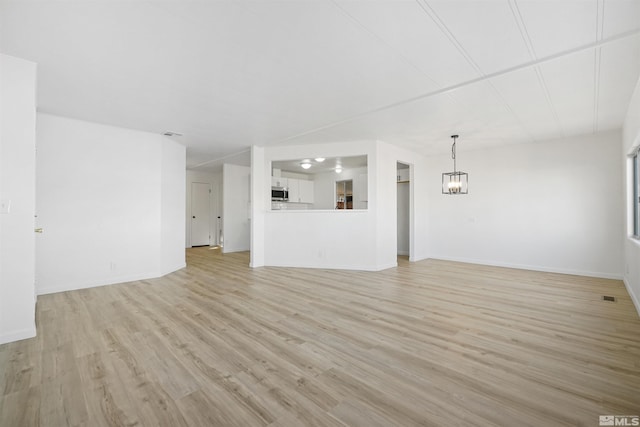 unfurnished living room with light hardwood / wood-style floors