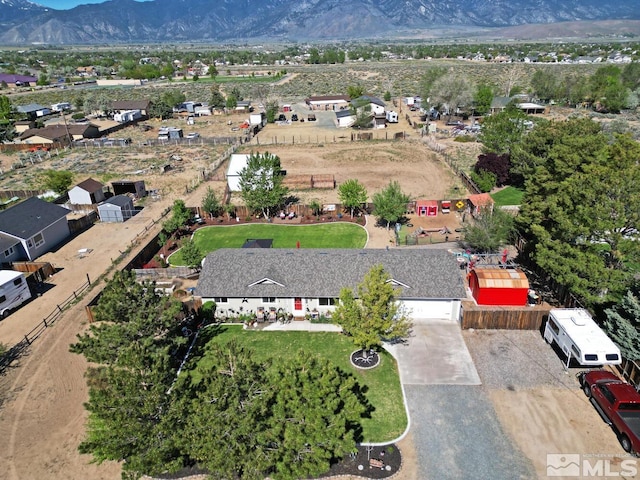 bird's eye view featuring a mountain view