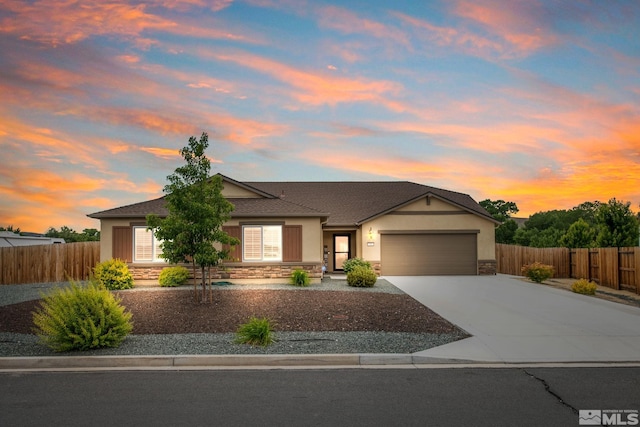 view of front facade featuring a garage