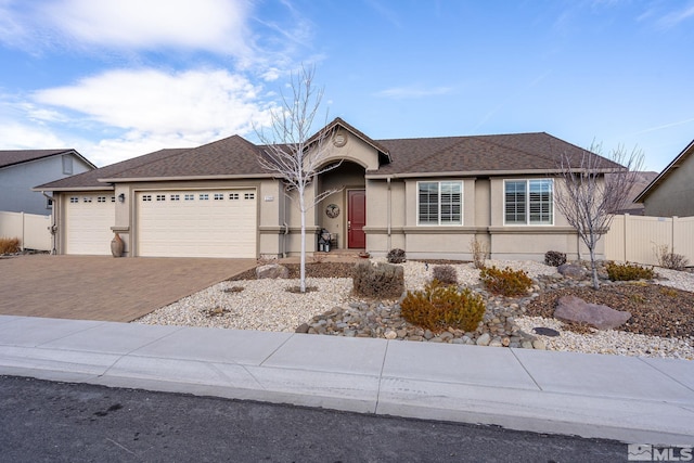 single story home with a garage