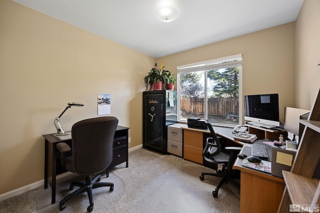 view of carpeted home office