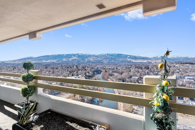 balcony with a mountain view