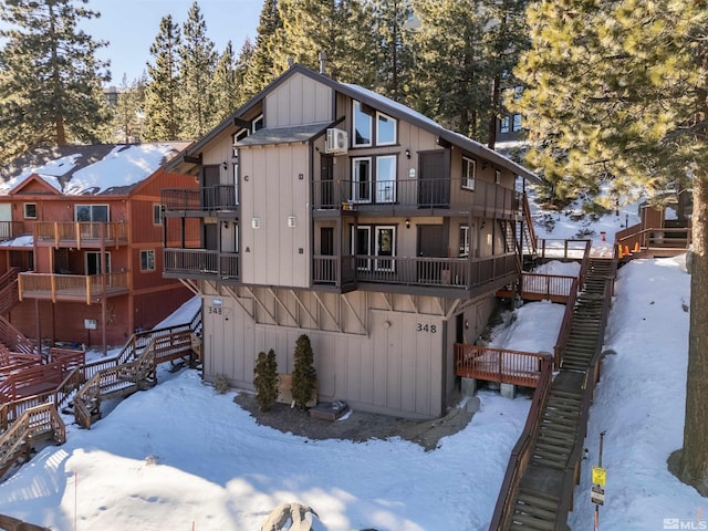 view of snow covered property