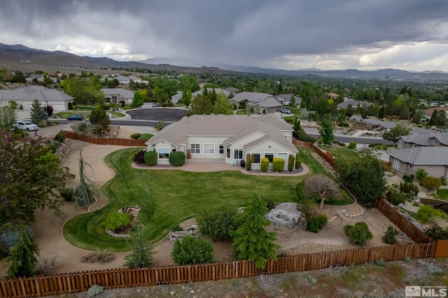 bird's eye view featuring a mountain view