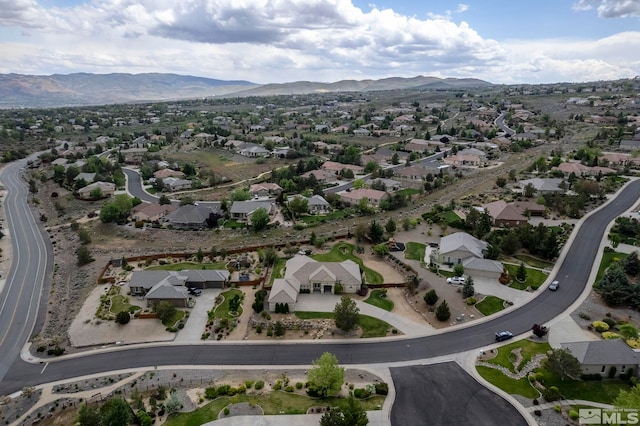 drone / aerial view with a mountain view