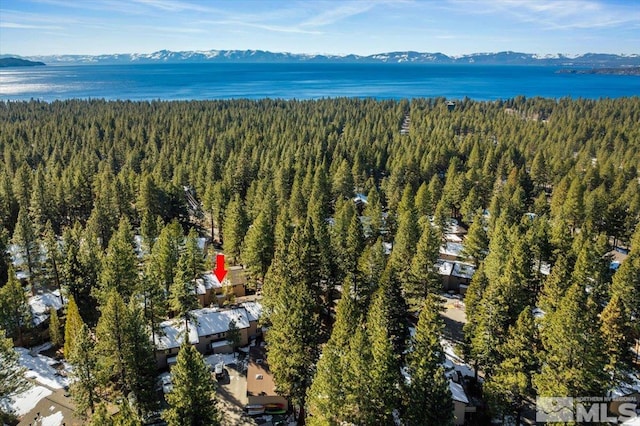 birds eye view of property featuring a mountain view