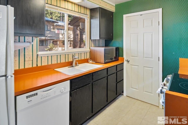 kitchen with sink, electric range, and dishwasher