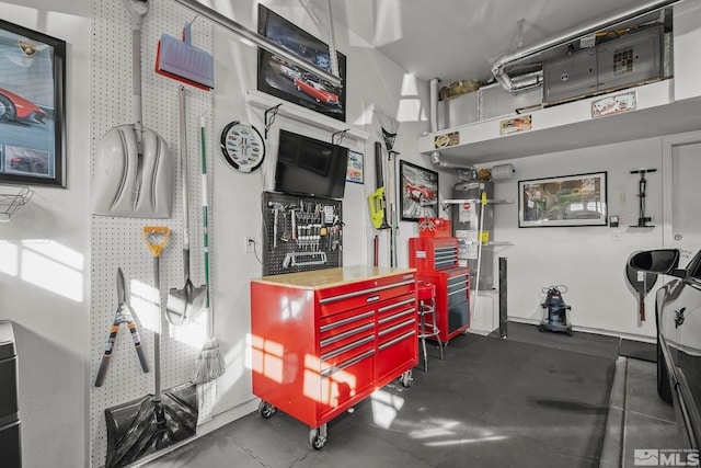 garage with water heater