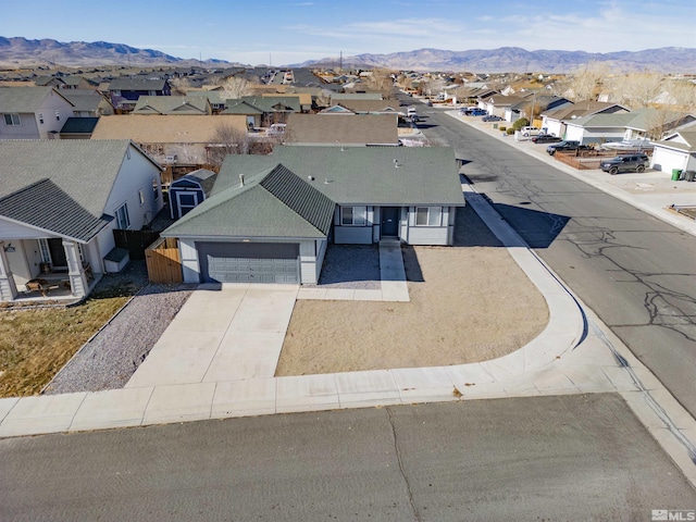 aerial view with a mountain view