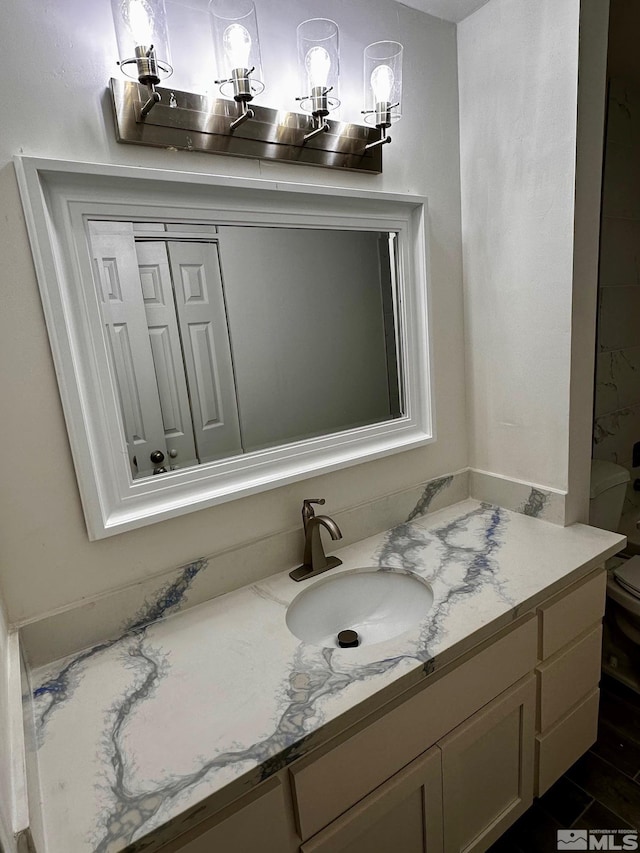 bathroom with toilet and vanity