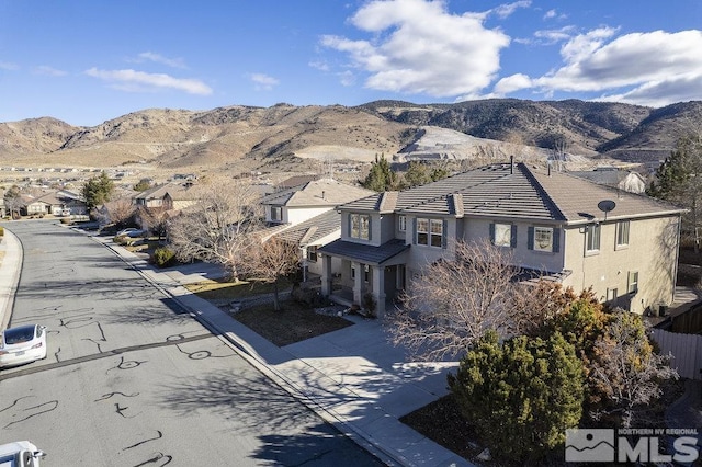 aerial view with a mountain view