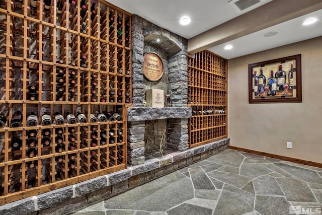 view of wine cellar