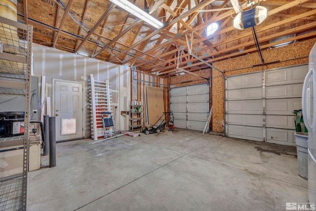 garage with a garage door opener