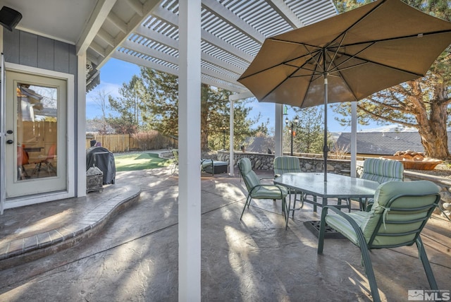 view of patio / terrace featuring a pergola