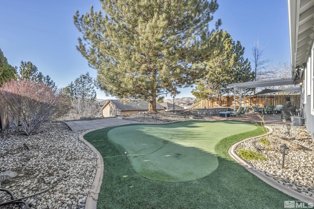 view of yard featuring a patio and a pergola