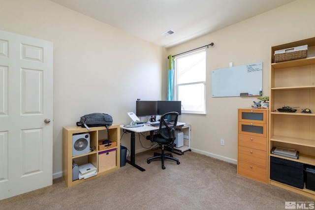 office space with light colored carpet