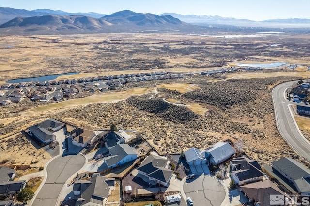 drone / aerial view with a mountain view