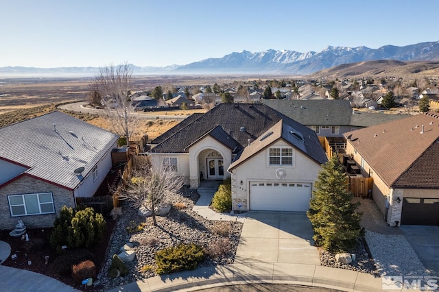 bird's eye view featuring a mountain view