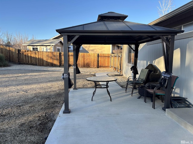 view of patio featuring a gazebo