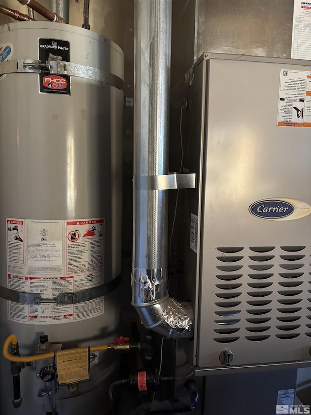 utility room with water heater