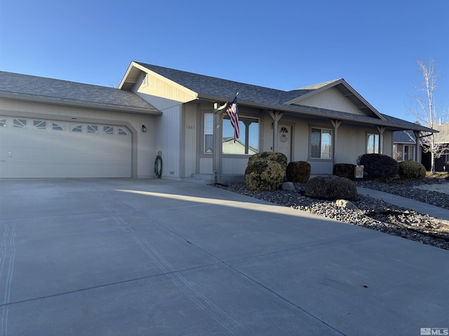 single story home with a garage