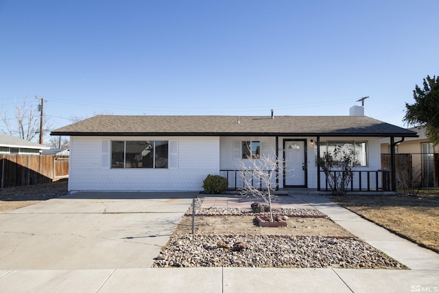 ranch-style house with a porch