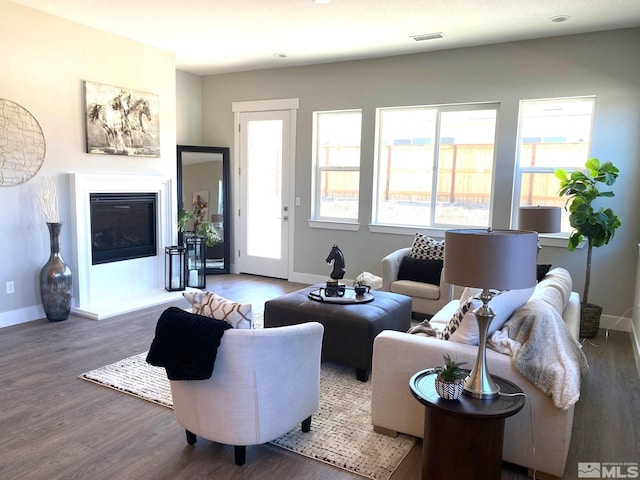 living room with hardwood / wood-style flooring