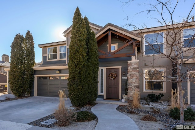 view of front of house with a garage