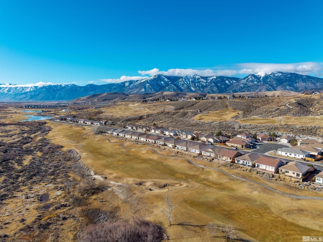 bird's eye view with a mountain view