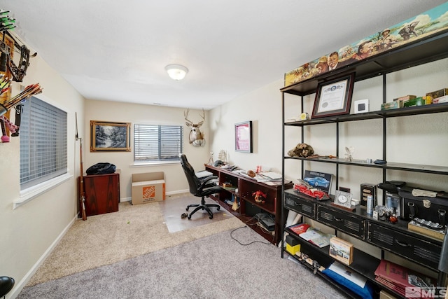 office featuring light colored carpet