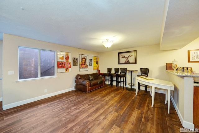 living area featuring dark hardwood / wood-style flooring