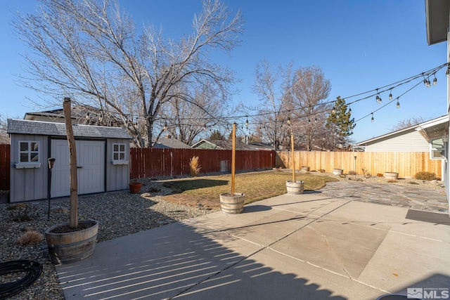 view of patio / terrace with a storage unit