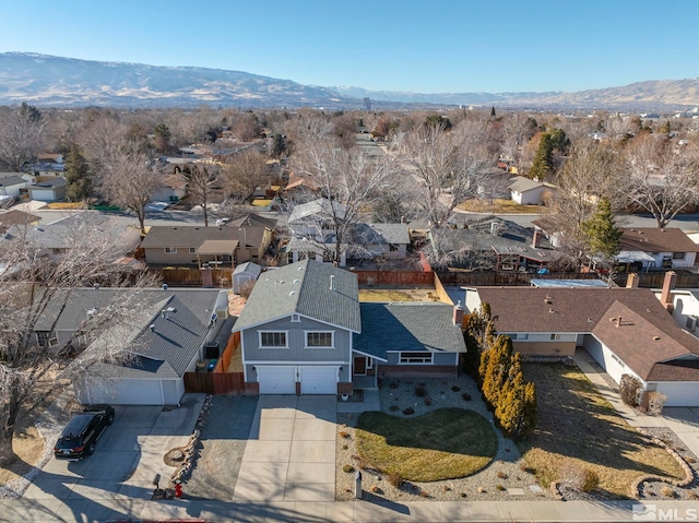 bird's eye view with a mountain view