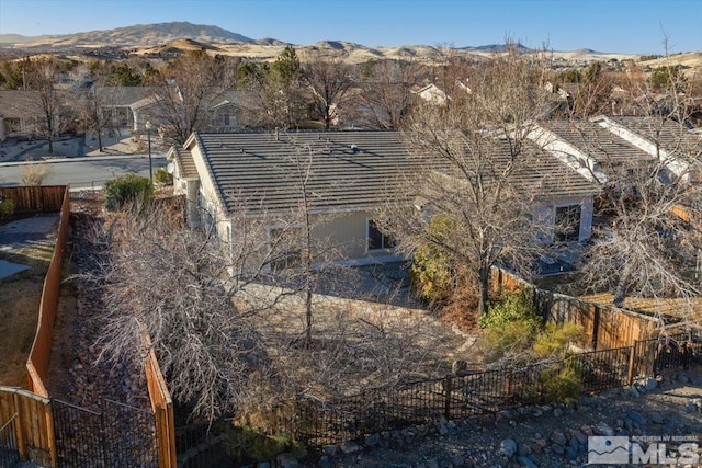 aerial view with a mountain view