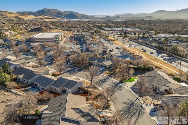 drone / aerial view with a mountain view