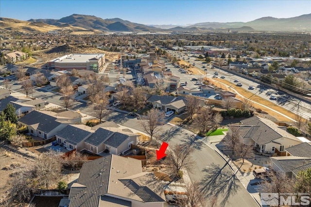 aerial view featuring a mountain view