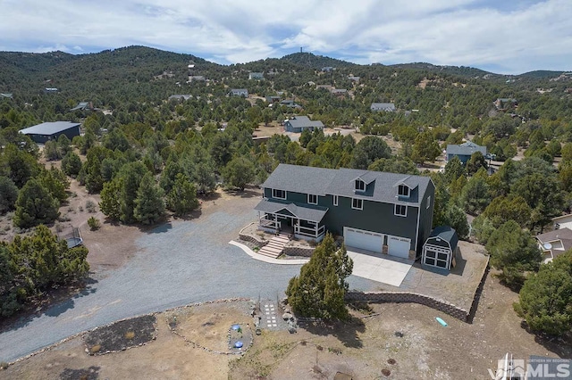 drone / aerial view with a mountain view