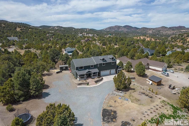 aerial view with a mountain view