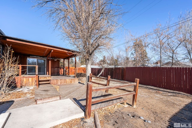 view of yard with a deck