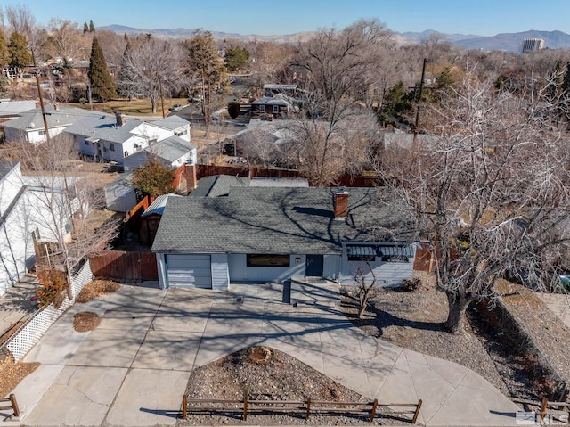 bird's eye view with a mountain view