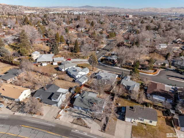 drone / aerial view with a mountain view