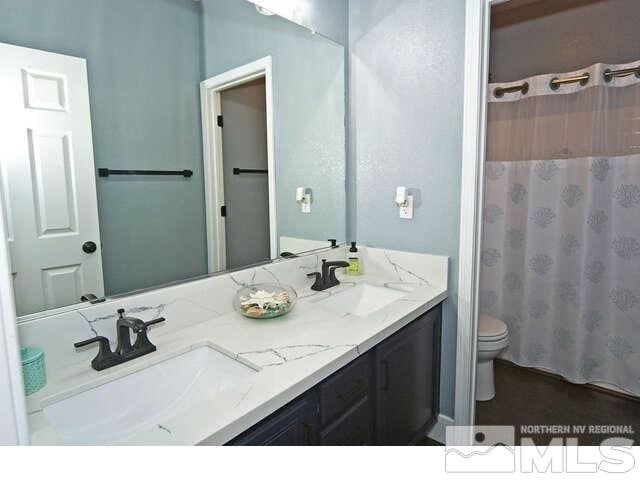 bathroom with toilet and vanity