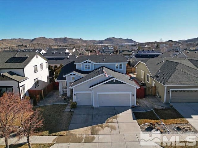 aerial view with a mountain view