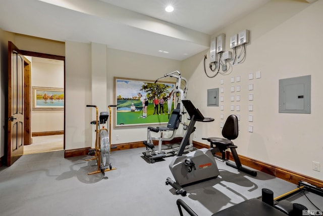 workout area featuring electric panel